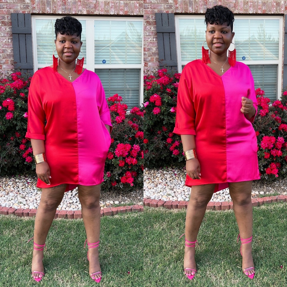 Satin Vneck Dress